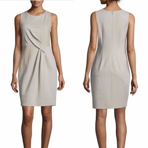 Halston Heritage Combo Sheath Leather Dress